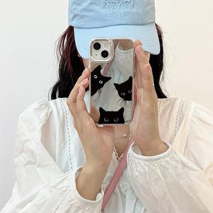 Coque de téléphone Cool Little Black Cat pour IPhone 16Promax Mirror New Simple Mirrors Cover - Product Image 2