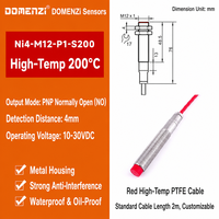 Sensor de proximidad inductivo sin contacto M12 para detección de alta temperatura en hornos y plantas de acero Domenzi, 200 ° Salida C, NPN y PNP