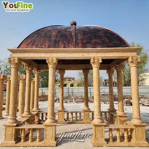 Decoración <span class=keywords><strong>de</strong></span> jardín al aire libre grande tallado a mano mármol amarillo Gazebo mujeres estatua proveedores - Product Image 2