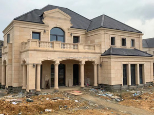 Construcción de fachadas de Villa personalizada al aire libre, <span class=keywords><strong>piedra</strong></span> <span class=keywords><strong>caliza</strong></span> amarilla, Beige, <span class=keywords><strong>precio</strong></span>, revestimiento de pared Exterior, proyecto de <span class=keywords><strong>piedra</strong></span> <span class=keywords><strong>caliza</strong></span> - Product Image 2