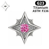 Anting Titanium F136 Kelas Medis dengan Liontin Kuarsa Bintang Utara Oktagram, Perhiasan Tindik Tulang Rawan Telinga