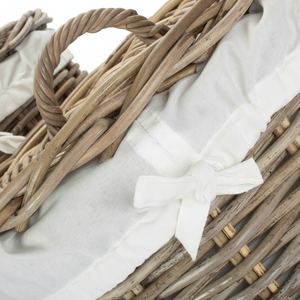Panier à linge rond en rotin avec doublure blanche Solution de rangement écologique et élégante - Product Image 1