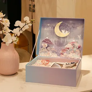 Confezione regalo personalizzata all'ingrosso cartone animato scatola di presentazione tridimensionale blu confezione di profumo di vino scatola regalo di compleanno di San Valentino - Product Image 1