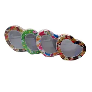 Wholesale lovely heart shaped box chocolate candy gift set packing tin box with PVC window