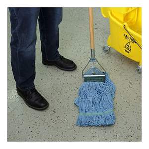 Cabezal de Mopa Manual Boardwalk BWK402BL con Cesta de Plástico, Fibra de Algodón/Rayón, Azul-Mediano, Rectangular, Mango para Limpieza del Hogar, 12/Caja - Product Image 5