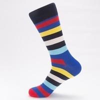 Calcetines de Algodón 200N con Rayas Horizontales Multicolores Arcoíris, Calcetines a Rayas con Bloques de Color en Contraste, Calcetines Vintage para Hombre, Calcetines de Algodón para Regalo