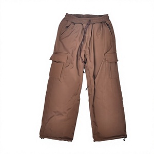 Pantalones Cargo Marrones con Estampado, Térmicos e Impermeables, Forro Polar Cálido, Bolsillos con Cremallera Segura, Cintura Ajustable, Polainas Interiores para Botas - Product Image 1