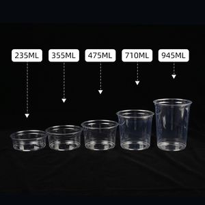 Custom LOGO Large PET <b>Cold</b> <b>Cup</b> 117mm 8oz 12oz 14oz 16o 24oz 32oz Round Bottom Fat Clear Plastic <b>Cups</b> with Dome Lids - Product Image 2