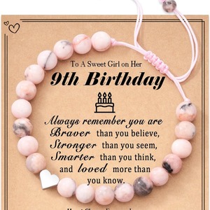 Braccialetto Feng Shui con Perline di Pietre Preziose Naturali, Ciondolo d'Amore in Cristallo, Fascia Elastica con Perline e Carta - Product Image 1