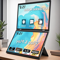 Double écran portable pliable 15.6 pouces IPS FHD LED écran d'ordinateur portable pliable à 360 degrés avec ports Type-C haut-parleur intégré