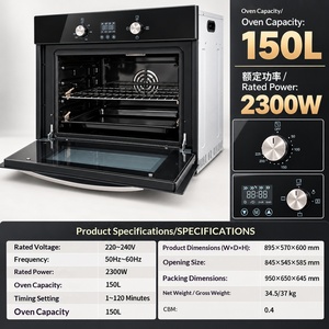 <span class=keywords><strong>Horno</strong></span> <span class=keywords><strong>Eléctrico</strong></span> Empotrable de 150L, 60cm, con Convección, 2300W, Control Mecánico, 50-250°C, Puerta de Triple Vidrio, OEM, CE, para Hogar y Hotel - Product Image 2