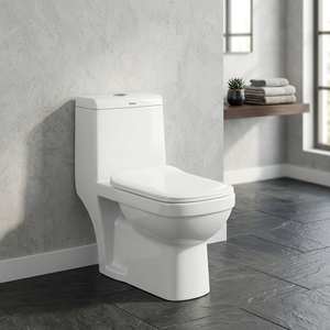 WC compact rectangulaire monobloc en céramique, à siphon en S, WC asiatique mural, équipement sanitaire pour salle de bain - Product Image 5