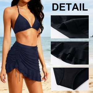 Jupe <span class=keywords><strong>de</strong></span> <span class=keywords><strong>bain</strong></span> à carreaux bicolore taille haute en Spandex/Nylon – <span class=keywords><strong>Maillot</strong></span> <span class=keywords><strong>de</strong></span> <span class=keywords><strong>bain</strong></span> menstruel 2-en-1 anti-fuite et coupe-vent avec protection ventrale anti-exposition - Product Image 5