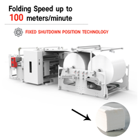 Machine à plier le papier entièrement automatique pour serviettes en coton pliées en V, avec moteur PLC, boîte de vitesses et roulement, 380V, haute capacité