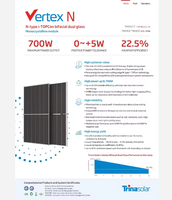Panneau Solaire Monocristallin Bifacial de Haute Température HJT Double 210m Risen 700 Watts 144 Cellules Grade A 700 Wp