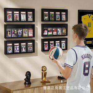 Wooden <b>Wall</b> Mounted Player Card <b>Display</b> Box Acrylic Baffle Storage <b>Case</b> For Collectibles 2L Capacity - Product Image 1
