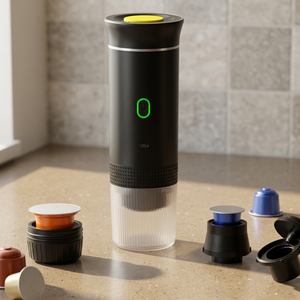เครื่องชงกาแฟแบบพกพาอเนกประสงค์ 3-in-1 ใช้พลังงานจากแบตเตอรี่ USB สำหรับกาแฟแคปซูลและกาแฟผง แรงดัน 20 บาร์ - Product Image 1