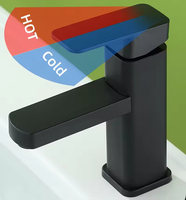 Robinet de lavabo en acier inoxydable à poignée unique noir mat Design classique Mélangeur d'eau chaude et froide Matériau en zinc Fourni en usine