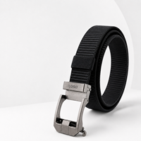 Ceinture tactique en nylon réglable avec logo personnalisé, boucle à cliquet sans trou, pour hommes, travail en extérieur