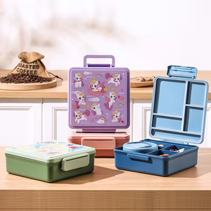 Boîte à lunch bento portable pour étudiants avec four à micro-ondes, étanche, écologique, style dessin animé, couvercle en plastique - Product Image 5