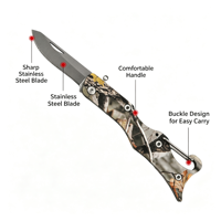 Couteau pliant camouflage, lame en acier inoxydable 3CR13, manche en ABS avec mousqueton pour le camping et la randonnée en plein air
