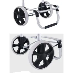 Portable Folding Rubber Wheels Hand Shopping Trolley Aluminium Alloy Supermarket Shopping Cart With Bag