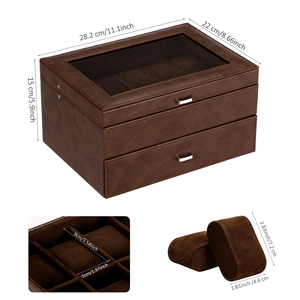 男性用時計ボックスクォーツ時計収納ケースレザーカスタムサングラス - Product Image 2