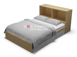 New Design Comfortable University Apartment Hostel Hotel Villa Wood Metal Frame Double <strong>Bed</strong> with <strong>Mattress</strong> <strong>Set</strong> - Product Image 5