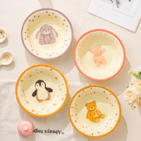 Assiettes en céramique de haute qualité à motifs de dessins animés, créatives, avec combinaison de couleurs sous glaçure, pour pâtes et fruits, compatibles micro-ondes, style mignon