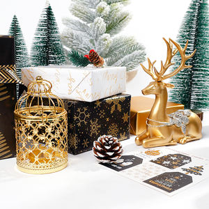 Rollo de papel de regalo navideño de oro de 24 quilates-Papel DE ARTE Premium de 80g/m2, 43x300cm | Embalaje de regalo estampado con papel de aluminio a granel - Product Image 6