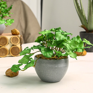 Yihua Floral Art, feuille de taro artificielle, bonsaï, petite, moyenne, grande, fleur en soie, décoration intérieure, style minimaliste, pot de plante - Product Image 3