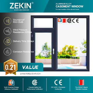 Ventana Abatible de Aluminio con Rotura de Puente Térmico Personalizada, Insonorizada, con Aislamiento Térmico, Doble Vidrio Templado, NFRC AS2047 - Product Image 1