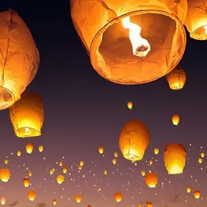 Lentera kertas balon udara panas pabrik grosir pesta pernikahan terbang lentera langit Cina