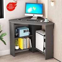 Escritorio de Estudio Minimalista de Madera Maciza, Escritorio de Esquina Triangular para Computadora, Mesa Pequeña para el Hogar o la Escuela con Partición