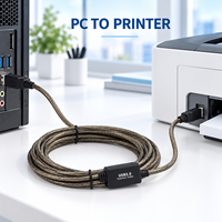 Câble d'imprimante USB 2.0 blindé tressé avec amplificateur de signal IC USB A vers B 480 Mbps pour lecteur DVD, ordinateur, scanner