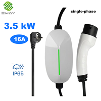 Chargeur solaire pour véhicule électrique 3,5 kW 16 A, indice de protection IP65, protection contre les surintensités (RCD), prise de type A/B, Plug & Play TYPE 2 avec câble de 5 m pour usage domestique