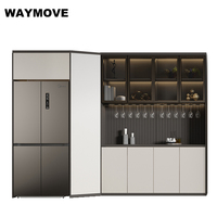 WAYMOVE Bar d'angle moderne de luxe Armoire fermée Mobilier de maison Bar à vin avec panneau de bois Style pour la maison