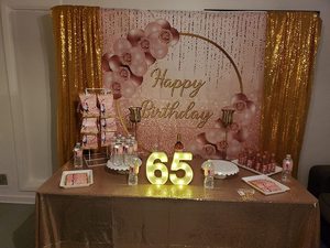 Toile <span class=keywords><strong>de</strong></span> fond <span class=keywords><strong>de</strong></span> photographie rose or joyeux <span class=keywords><strong>anniversaire</strong></span>, paillettes scintillantes, ballon, femme, princesse douce, fille, fête d'<span class=keywords><strong>anniversaire</strong></span> féminine, photo - Product Image 3