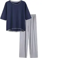 Ensemble pyjama en viscose pour femmes, 2 pièces, tenue d'intérieur, sweat-shirt personnalisé, couleur unie, élastique