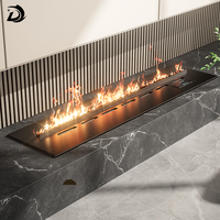 Cheminée à vapeur 3D en acier inoxydable, commande intelligente par application WiFi, montage mural, flamme LED, taille personnalisée, décoration d'appartement, intérieur