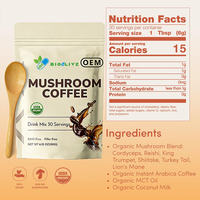Mélange de café en poudre aux champignons nootropiques naturels en gros, marque privée OEM - Préparation nutritive à base de plantes