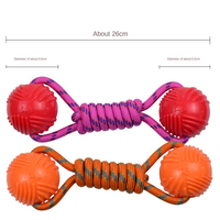 Jouet pour chien en corde de nylon écologique et durable, double balle, élastique, pour le nettoyage des dents et l'entraînement au tirage à la main