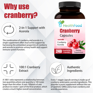 Cápsulas de Arándano Premium 2 en 1 con Acerola, MOQ Bajo, Promueven la Salud Urinaria, Extracto de Arándano, Vegetarianas - Product Image 3