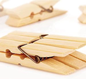 24pcs/bag Mini 5.5x1.2cm Natural Bamboo Clothes <b>Clips</b> Wooden Pegs Eco-Friendly Multifunction Tools for Living Room Use - Product Image 5