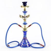 Pipe à eau en verre en forme d'aigle de taille moyenne, ensemble complet d'accessoires créatifs pour chicha arabe à double tube