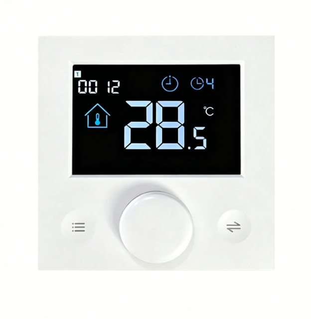 Smart WiFi Thermostat for Apartment Use Floor Heating Modern Design Touch Knot Display Weekly Programmable Black White 3-Year