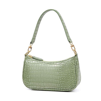 Sac à bandoulière pour femme en cuir véritable gaufré crocodile avec logo personnalisé de luxe Mount Yanzhi, fermeture éclair en polyester RFID, sangle simple