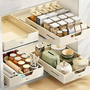 Multi-Function <strong>Pullout</strong> Cabinet Organizer Under-<strong>Sink</strong> Layered Rack Spice Storage <strong>Drawer</strong> Basket Kitchen Bathroom Living Room - Product Image 1