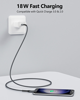Câble USB C tressé SUNGUY 18W 1M, câble de charge rapide, type C vers Micro-B, câble de données, chargeur de téléphone