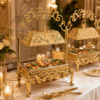 Réchaud alimentaire décoratif plaqué or pour buffet de banquet